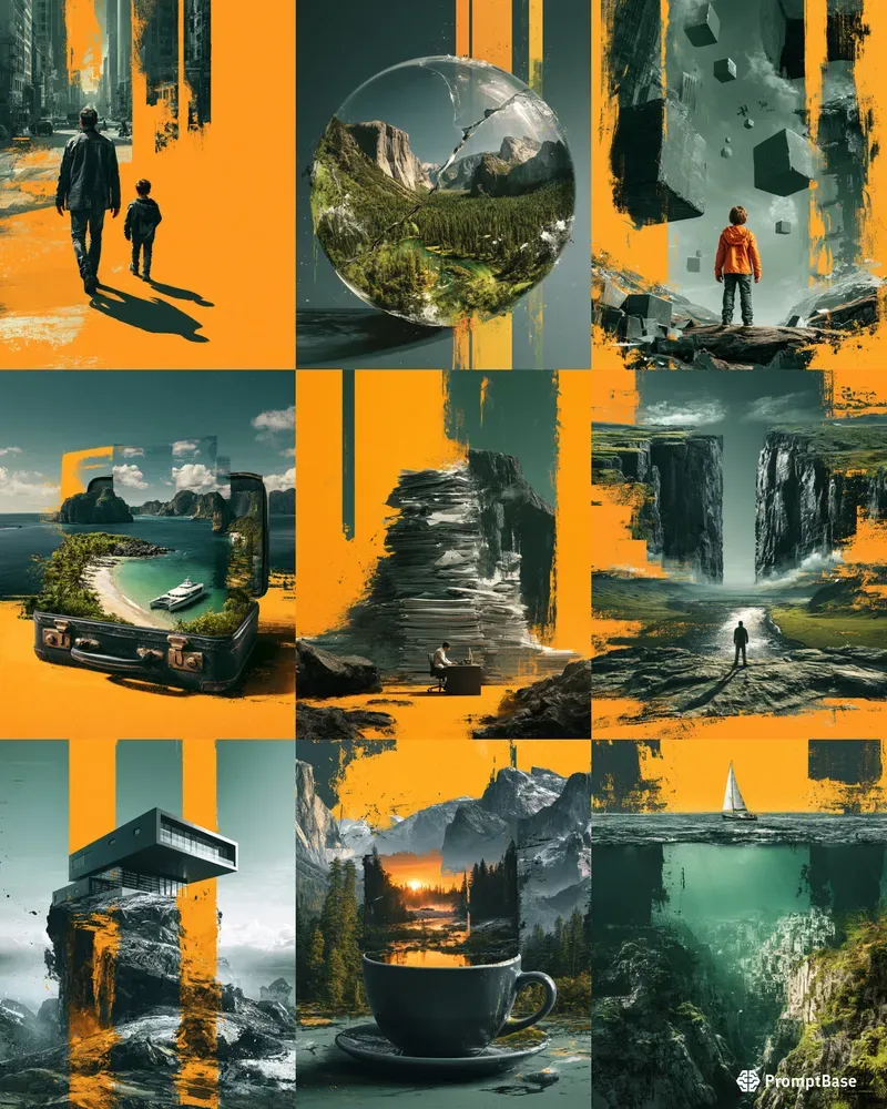 Orange Teal Editorial Collages