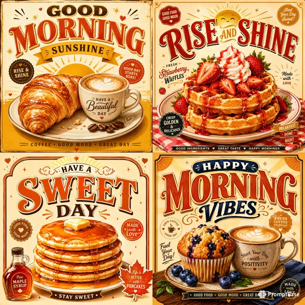 Morning Food Greeting Posters