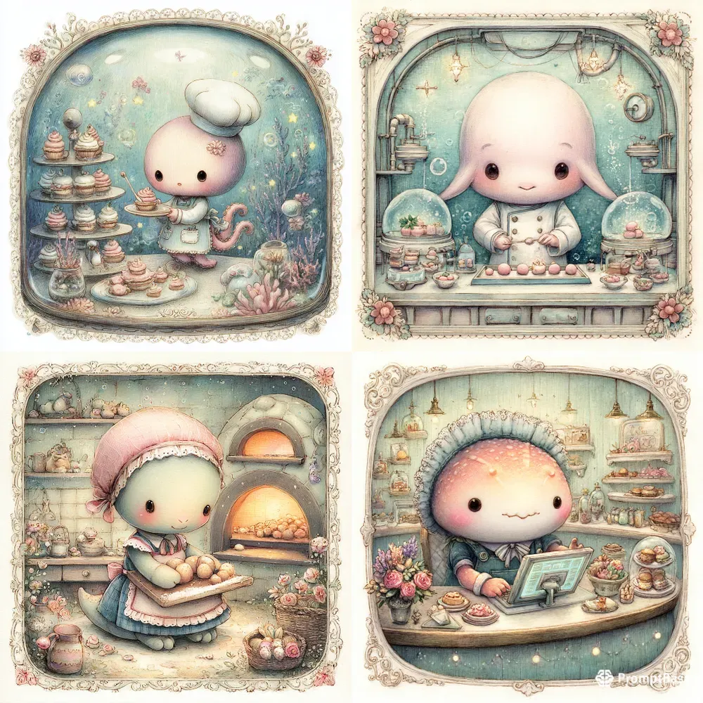 Vintage Bakery Ocean Clipart