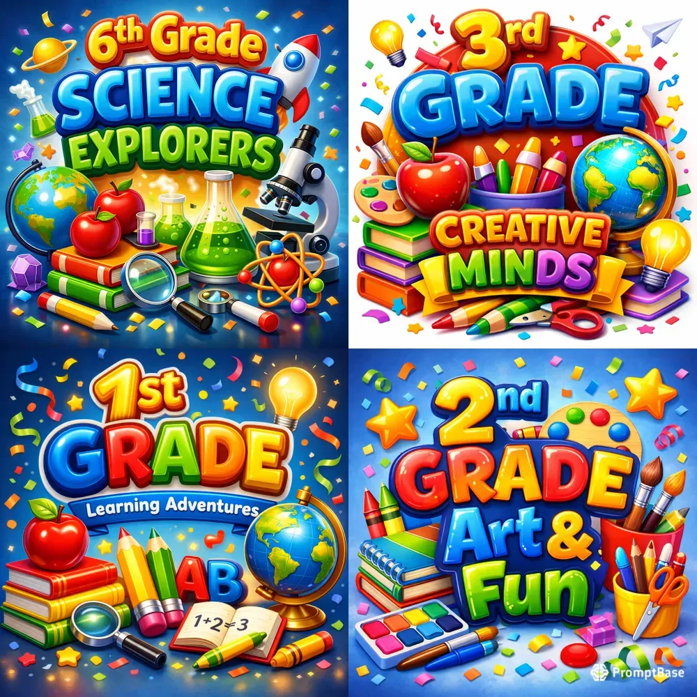 3D Glossy School Grade Art Collections