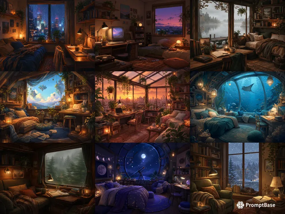 Cozy Lofi Room Illustrations