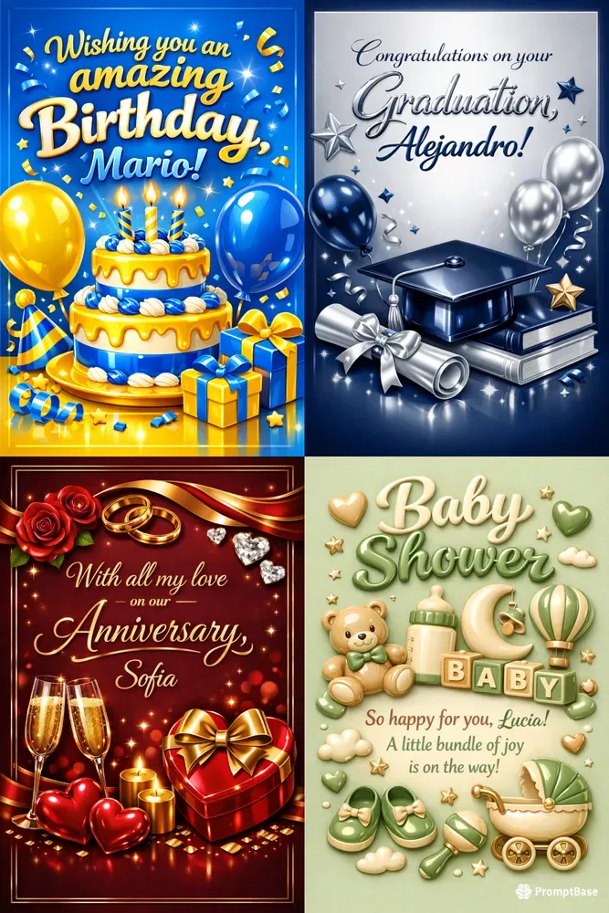 3D Glossy Greeting Cards