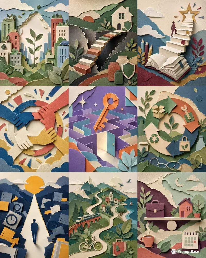 Tactile Editorial Paper Collages