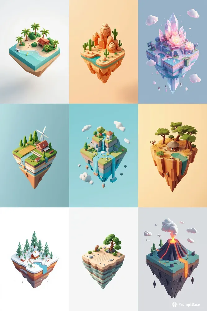 3D Isometric Floating Islands