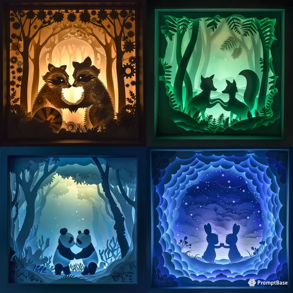 3D Monochromatic Papercut Shadow Boxes
