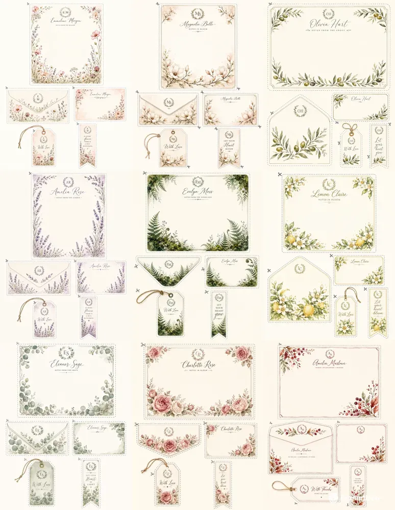Watercolor Stationery Suites