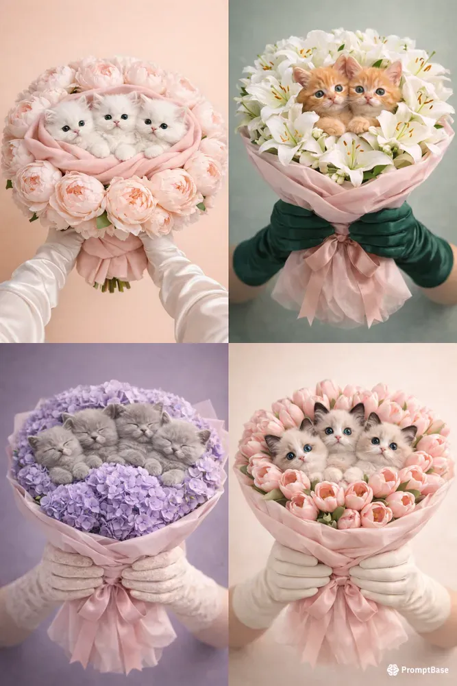 Kitten Bouquet Photos 8K
