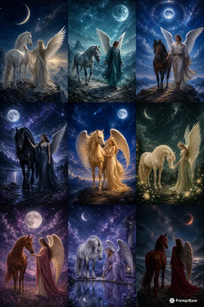 Dream Night Angel Horses Fantasy