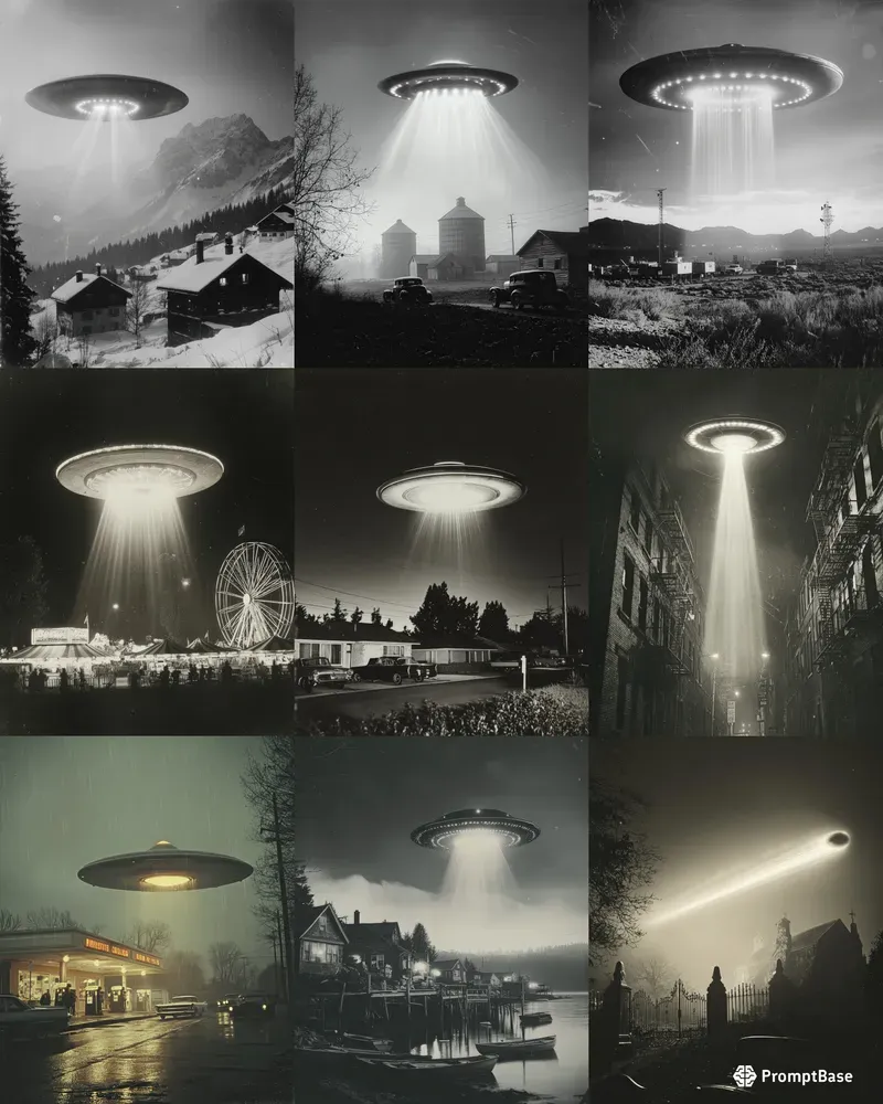 Vintage Ufo Sightings In Aged Film Style