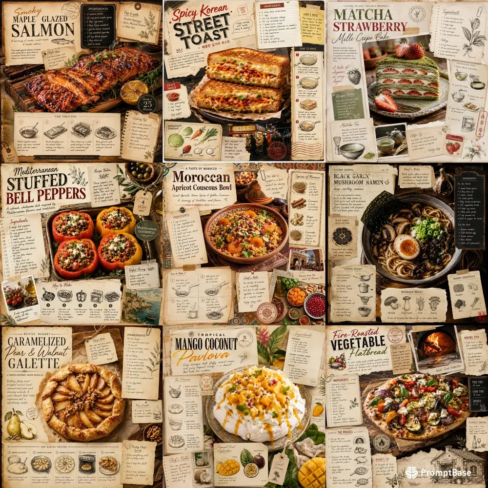 Vintage Culinary Editorial Recipe Posters