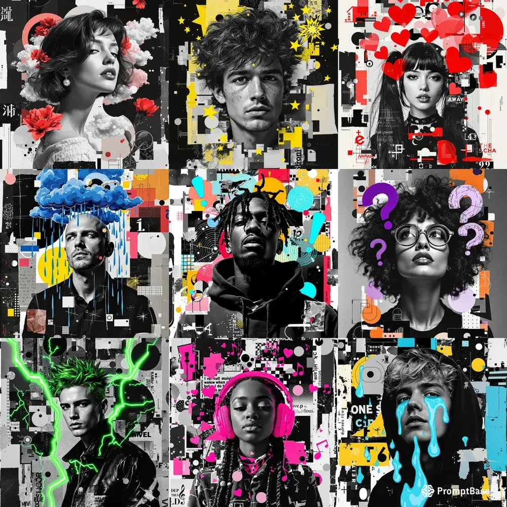 Black And White Portrait Collage Posters