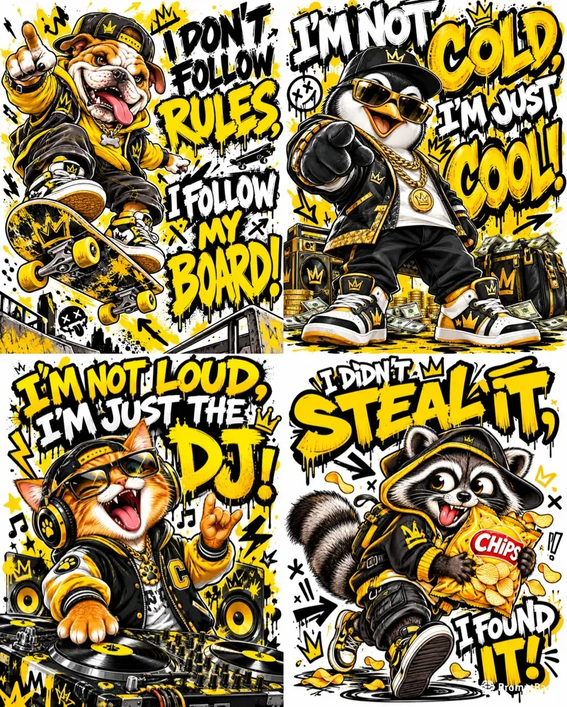 Funny Streetwear Animal Posters