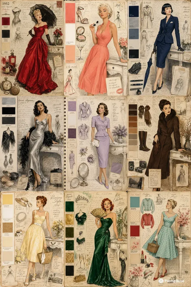 Vintage Fashion Mood Board Designs