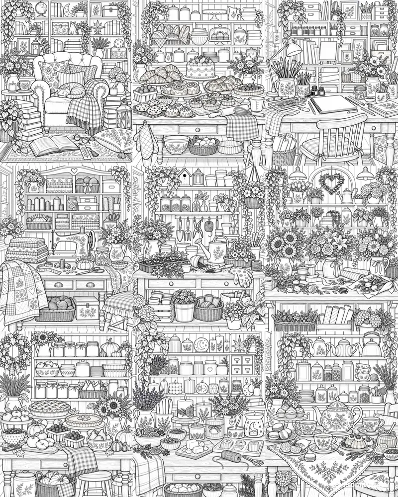 Cozy Treasure Display Coloring Pages