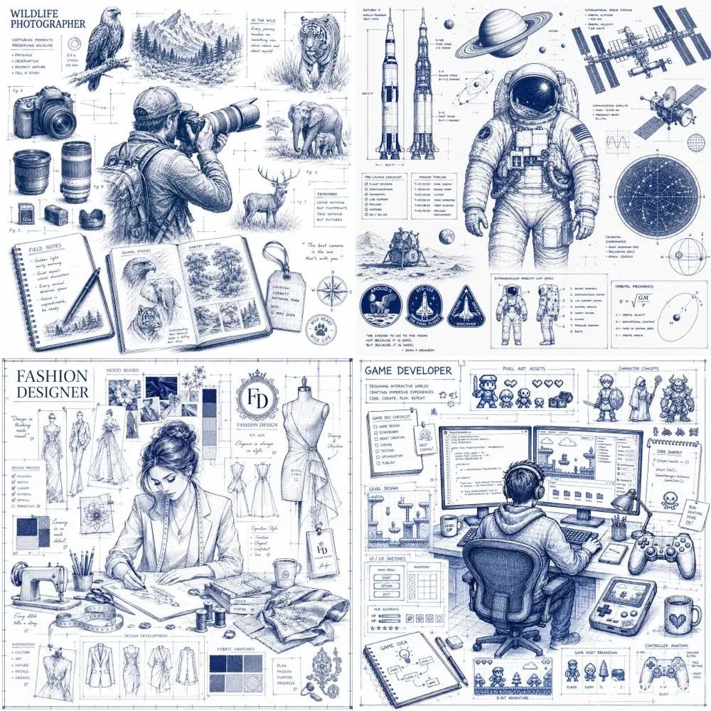 Blueprint Story Collage Art