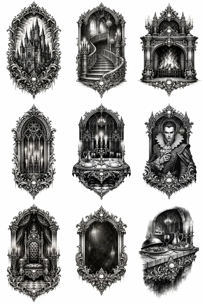 Baroque Gothic Castle Tattoos