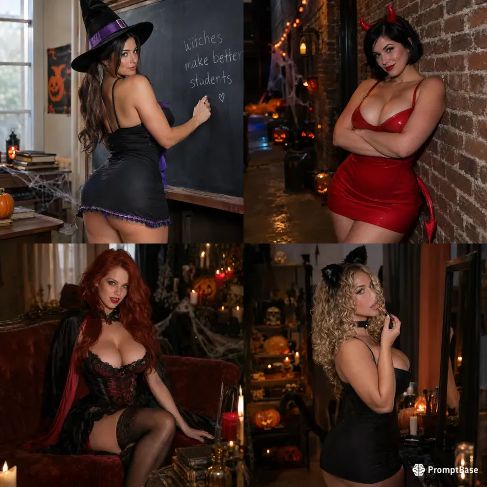 Cinematic Halloween Glamour Girl Photos
