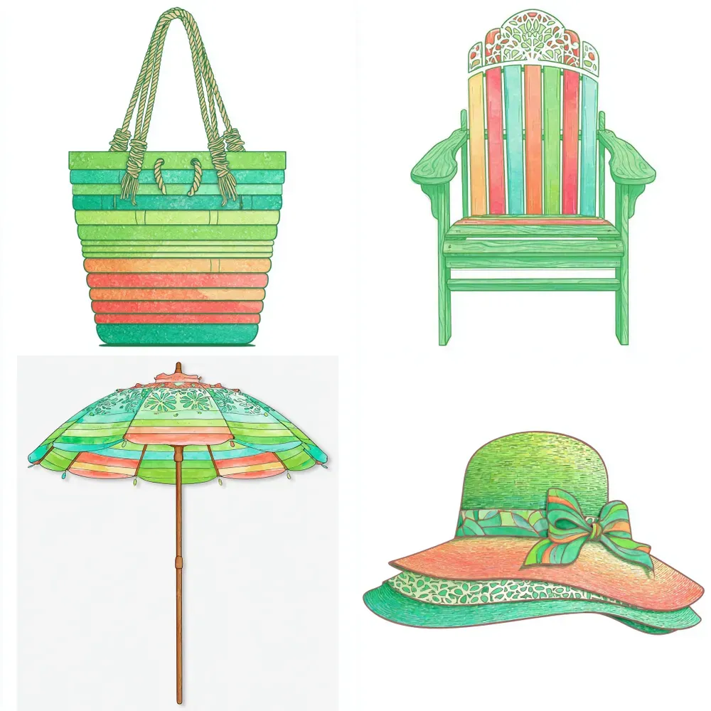 Coastal Luxury Beach Watercolor Clipart