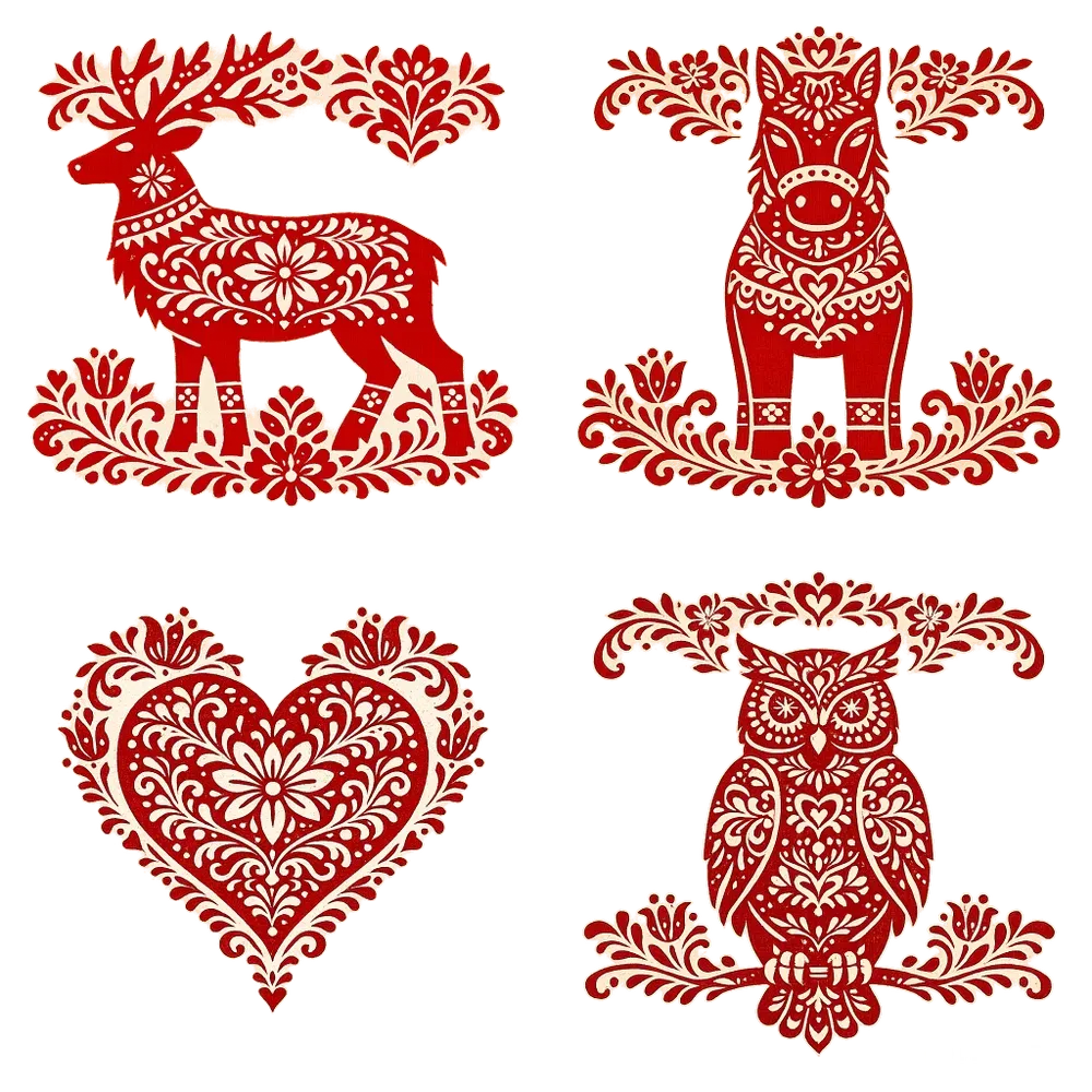 Nordic Folk Art Ephemera Elements Packs