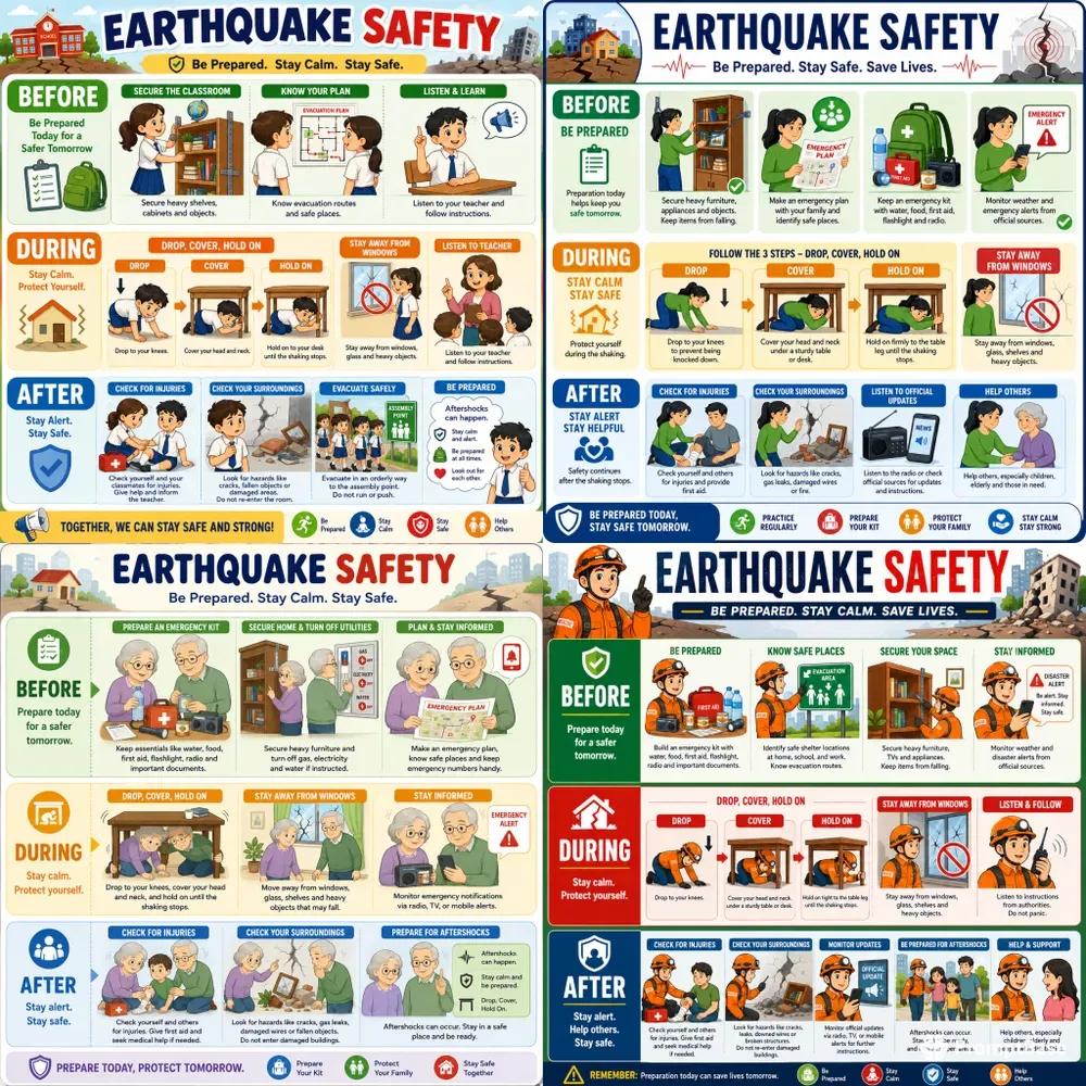 Earthquake Safety Infographic Packs