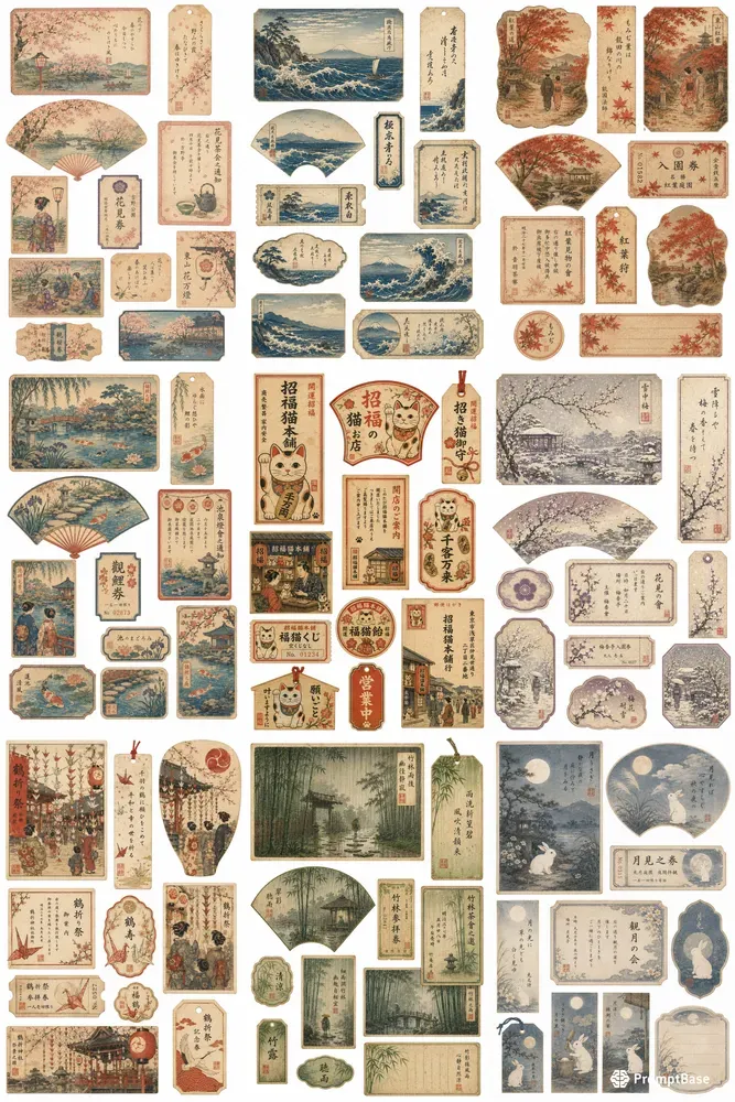 Vintage Japan Ephemera Sheets
