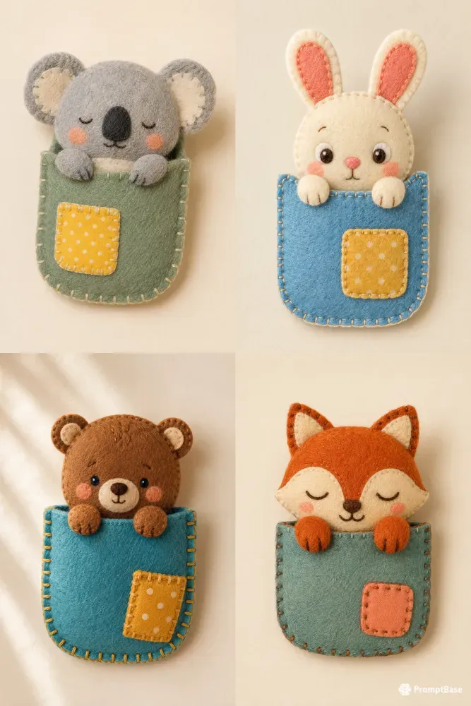Handmade Felt Pocket Animals