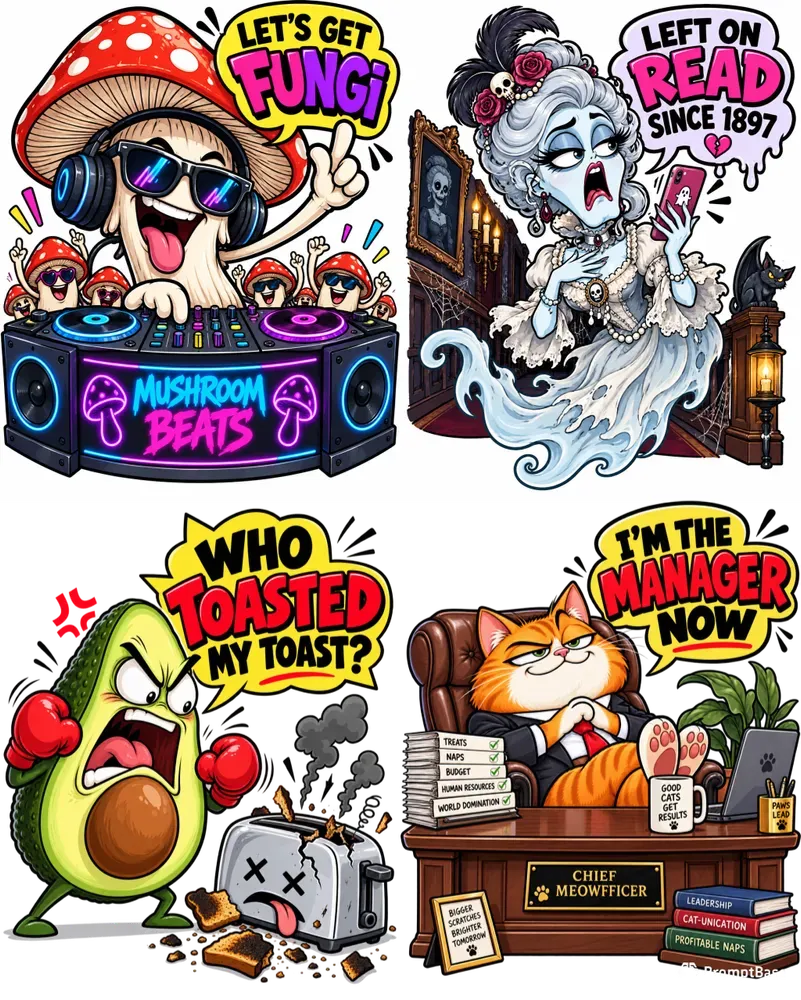 Caricature Cartoon Texts Illustrations