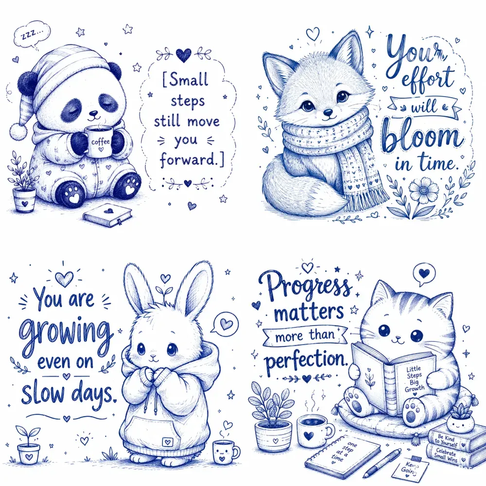 Cute Blue Pen Motivation Doodles