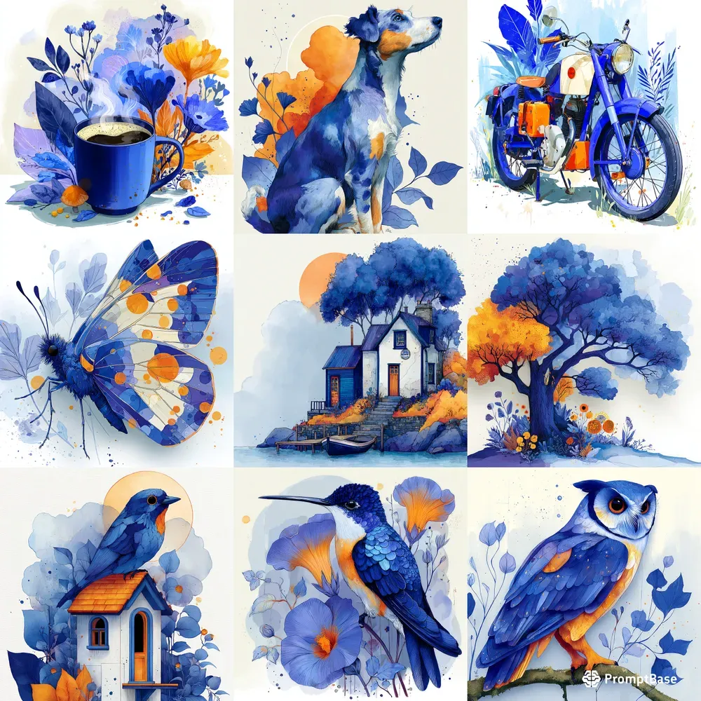 Gouache Cobalt Marigold Dream Art