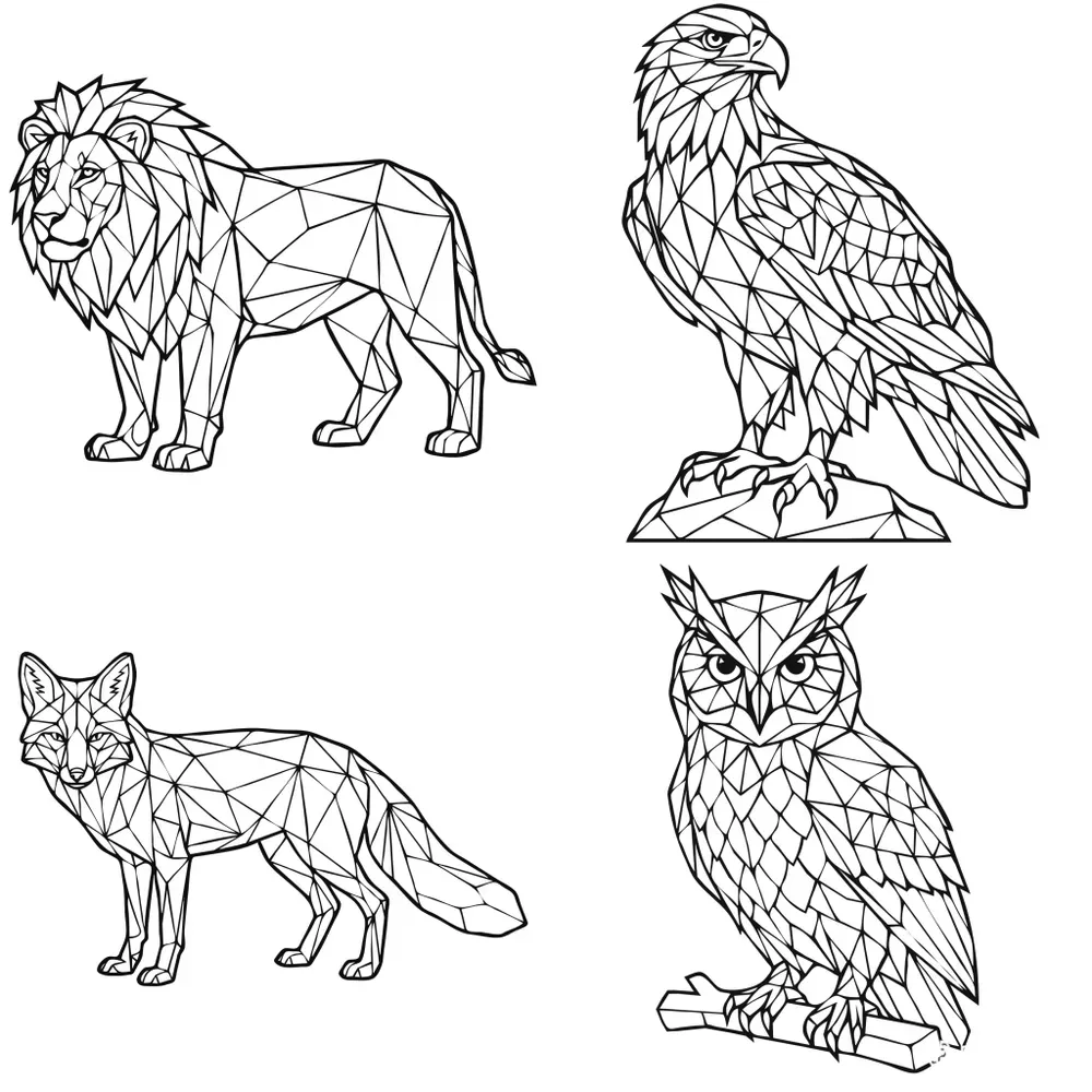 Lowpoly Animal Art Kdp Coloring Books