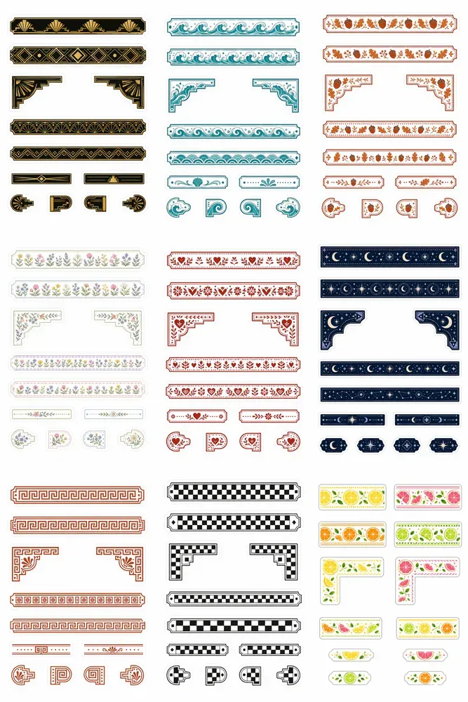 Deco Border Strip Sticker Sheets