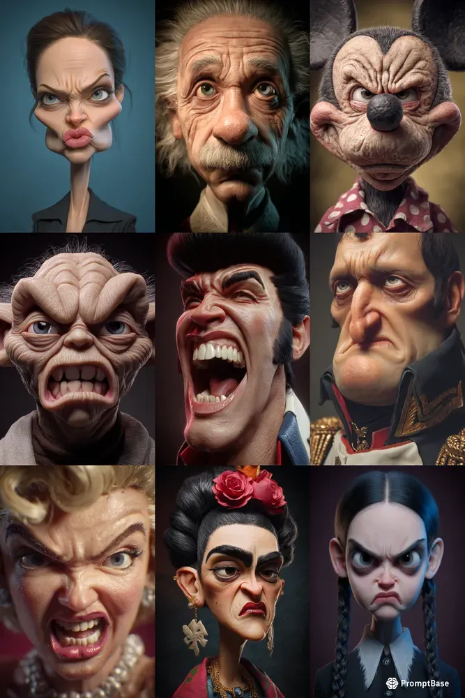 Exaggerated Dual Expression Portraits