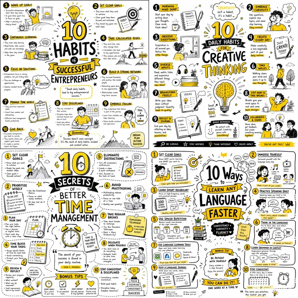 Handdrawn Sketchnote Info Poster Packs
