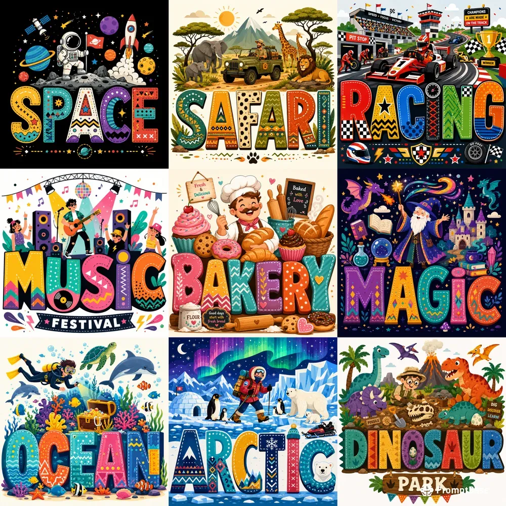 Playful Landmark Typography Packs