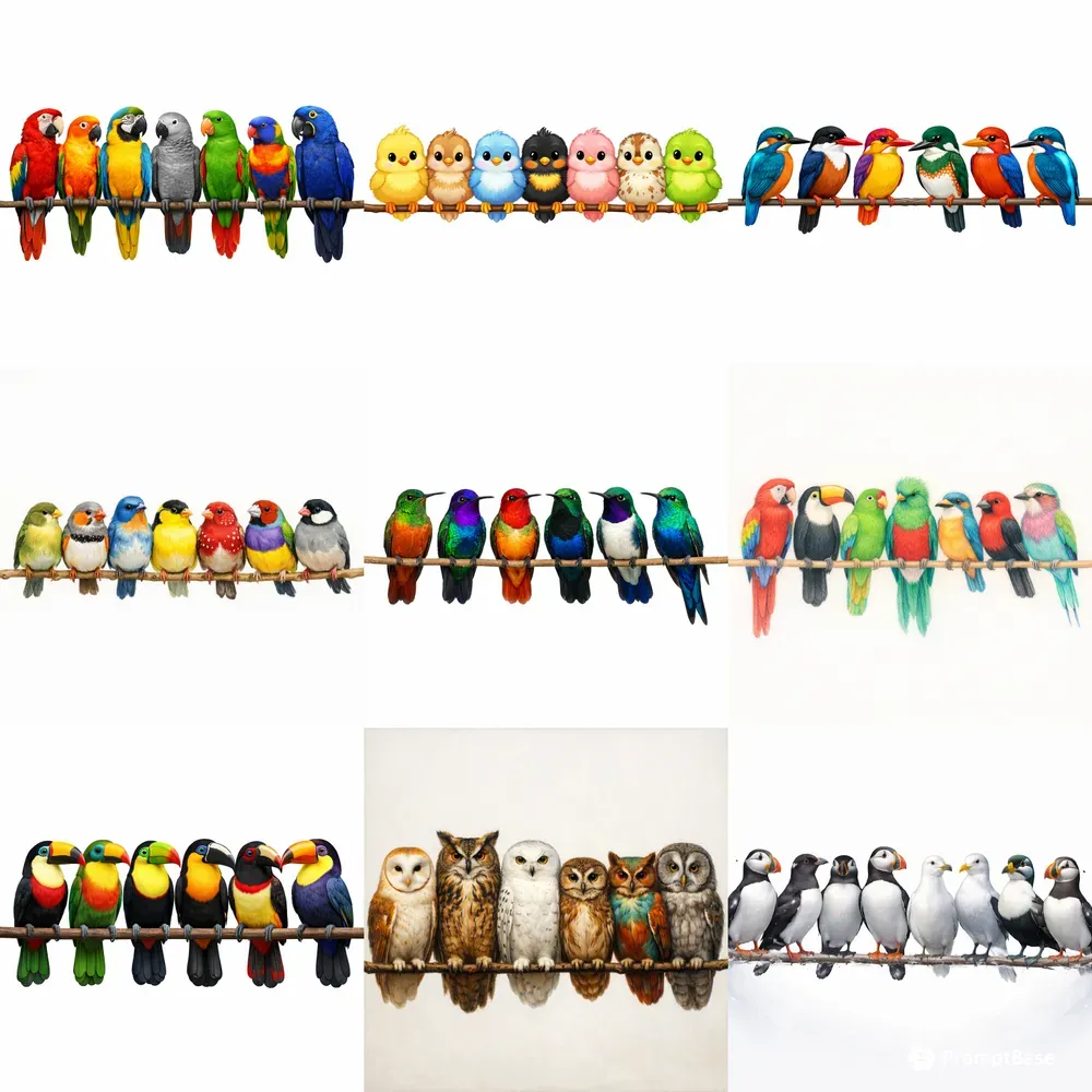 Colorful Bird Lineup Generator