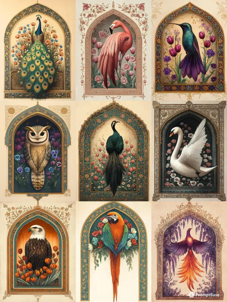 Persian Miniature Birds Mj