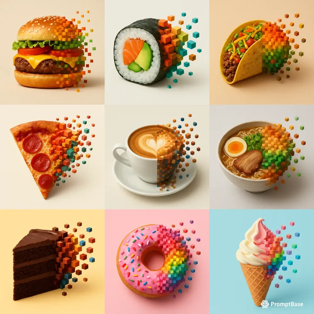 Pixelated Food Art Voxels