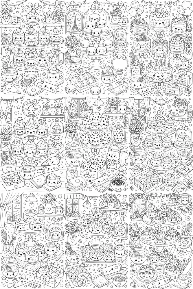 Kawaii Bakery Sweets Coloring