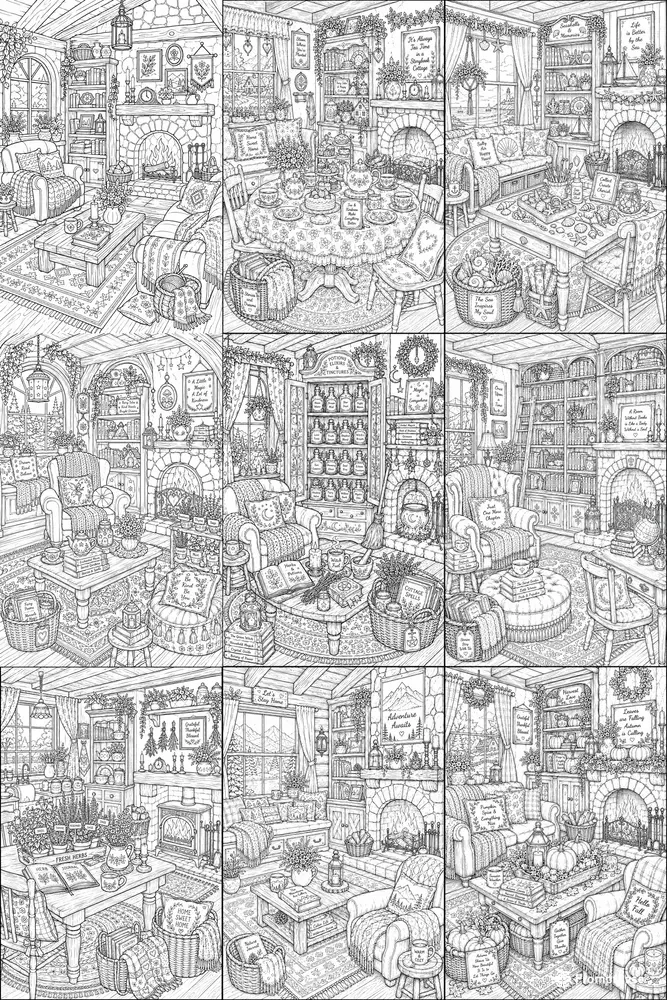 Printable Cozy Home Line Art