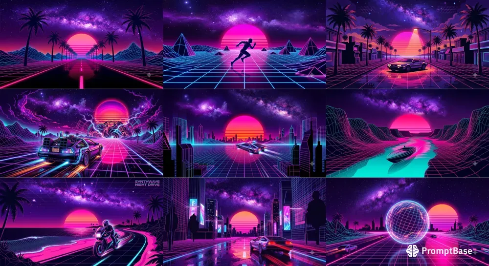 80s Retro Synthwave Outrun Art
