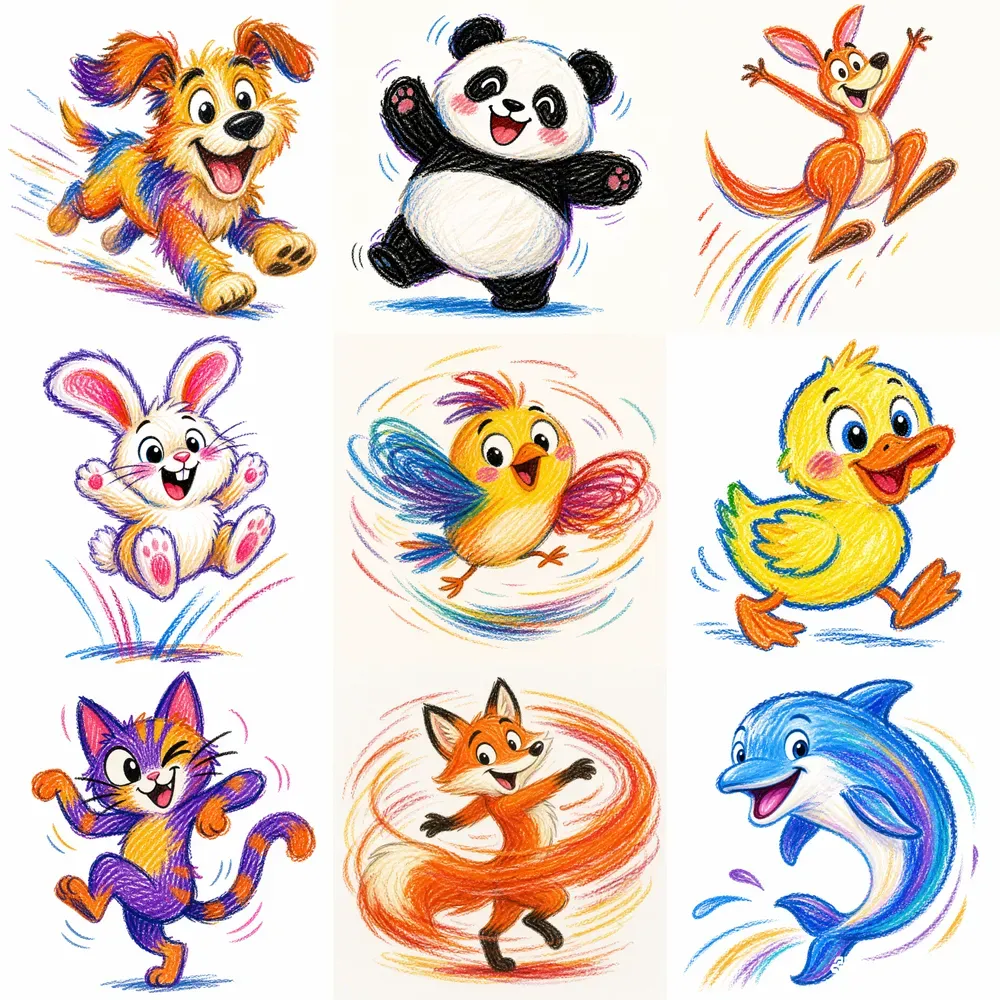 Crayon Burst Animals