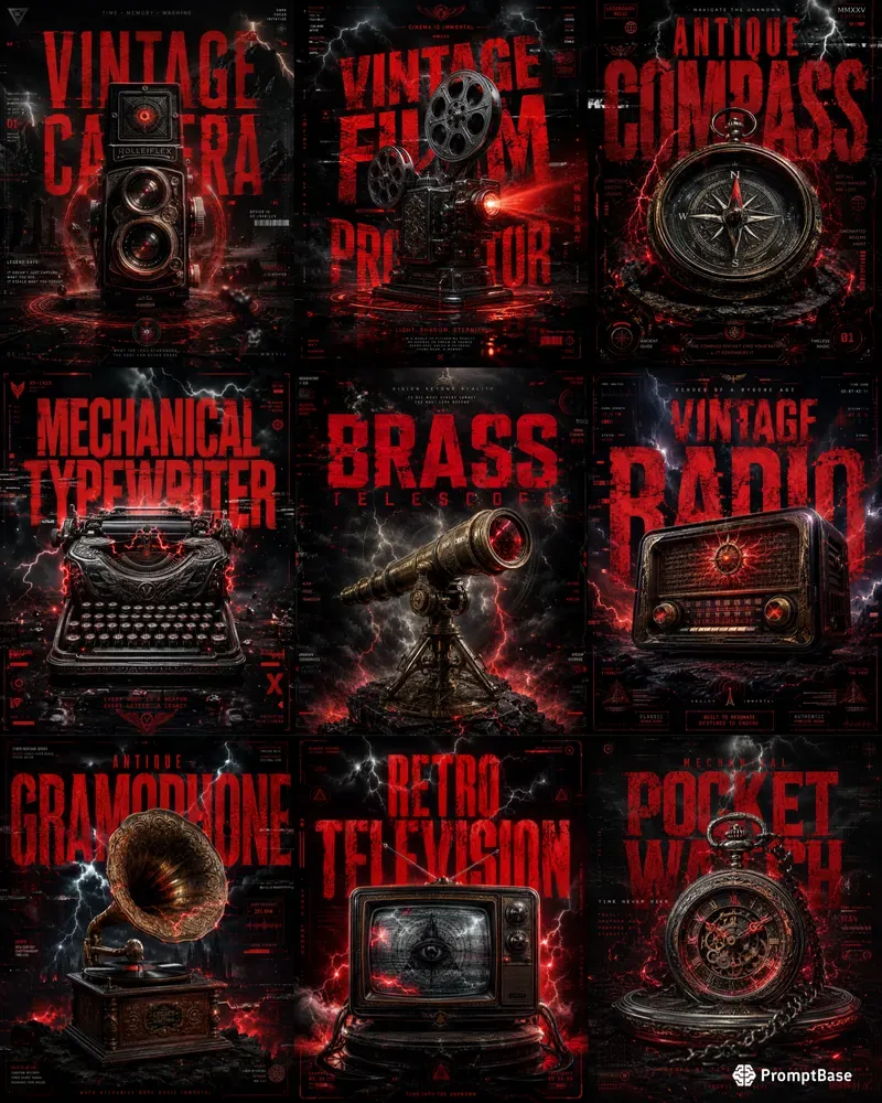 Cinematic Object Glitch Posters