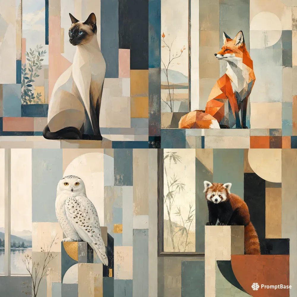 Modern Geometric Animal Portraits