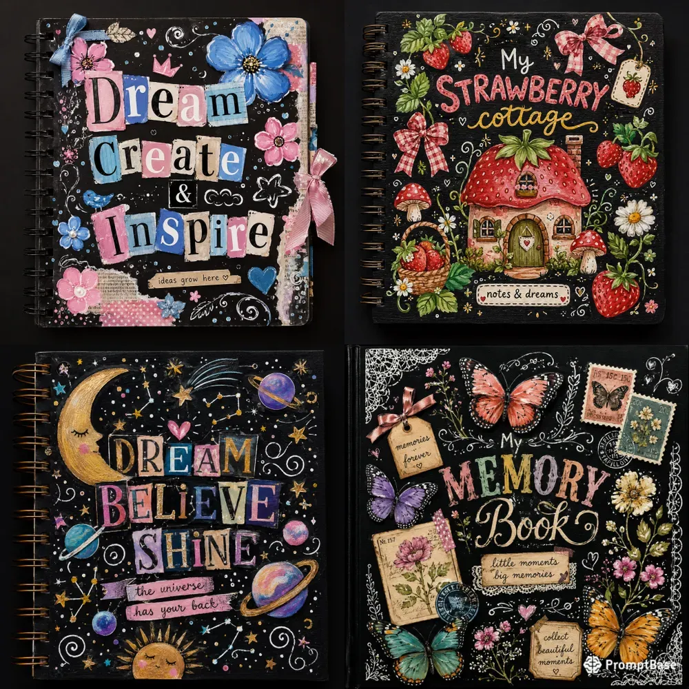 Cute Collage Sketchbook Cover Designs