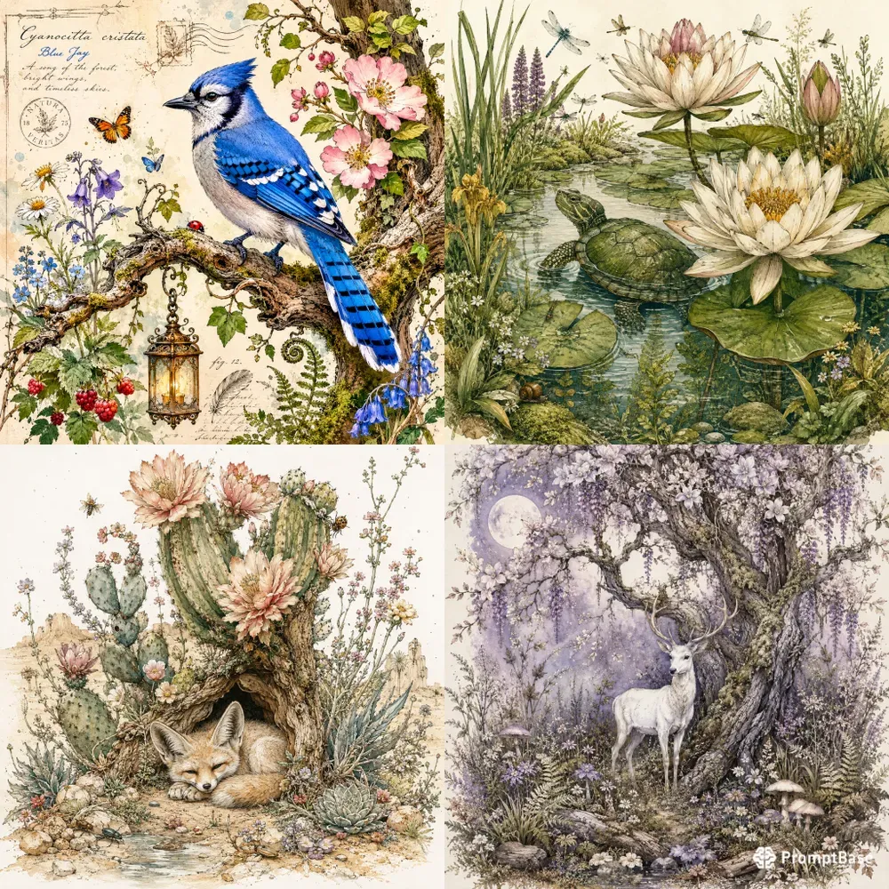 Whimsical Nature Storybook Art