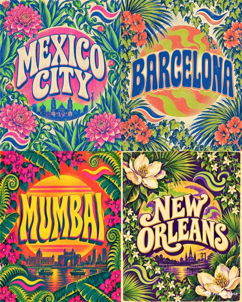Psychedelic City Poster Generator