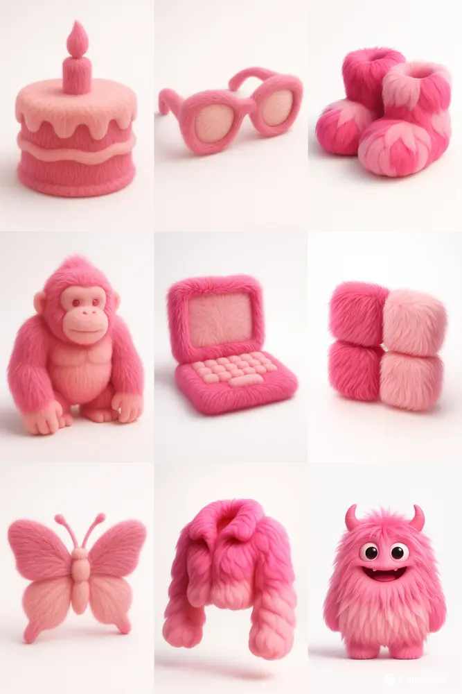 Pink Fur 3D Icons