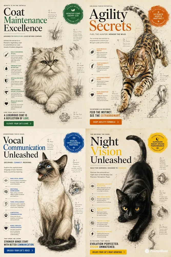Professional Cat Infographic Poster Art