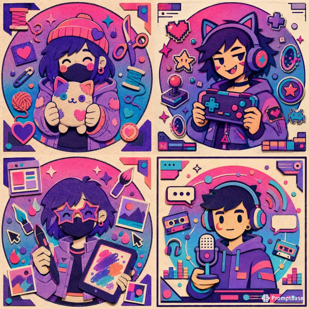 Vaporwave Paper Avatar Cutouts