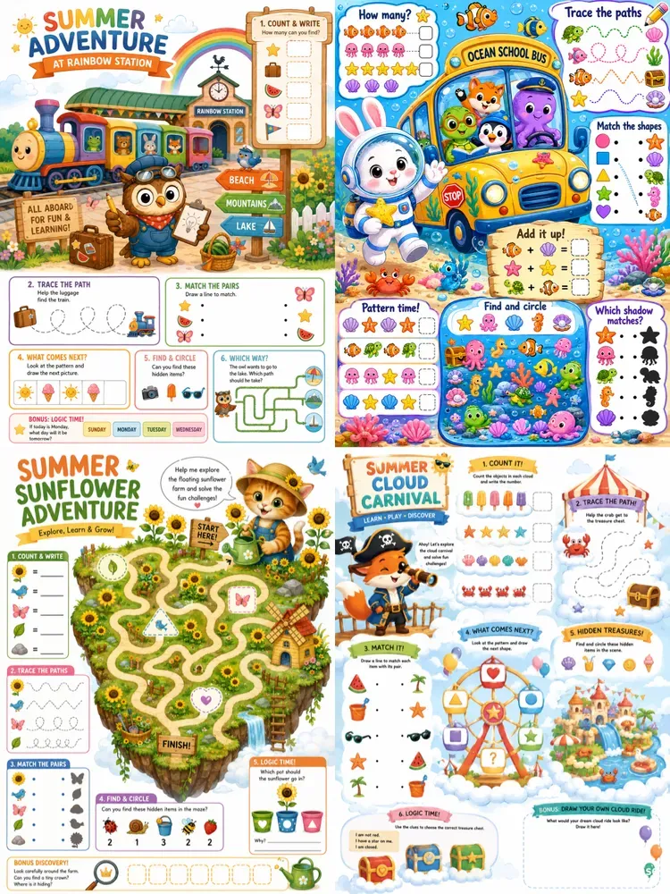 Summer Kids Activity Pages Fun